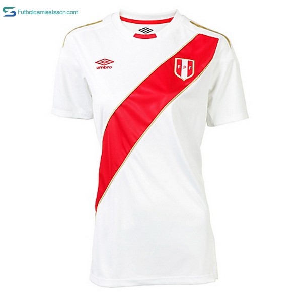 Camiseta Perú 1ª Mujer 2018 Blanco